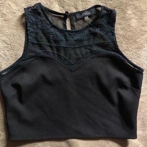Black mesh crop top